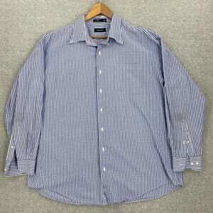 Nautica Shirt Mens 18 Blue Check Button Up Long Sleeve Casual Cotton Collared